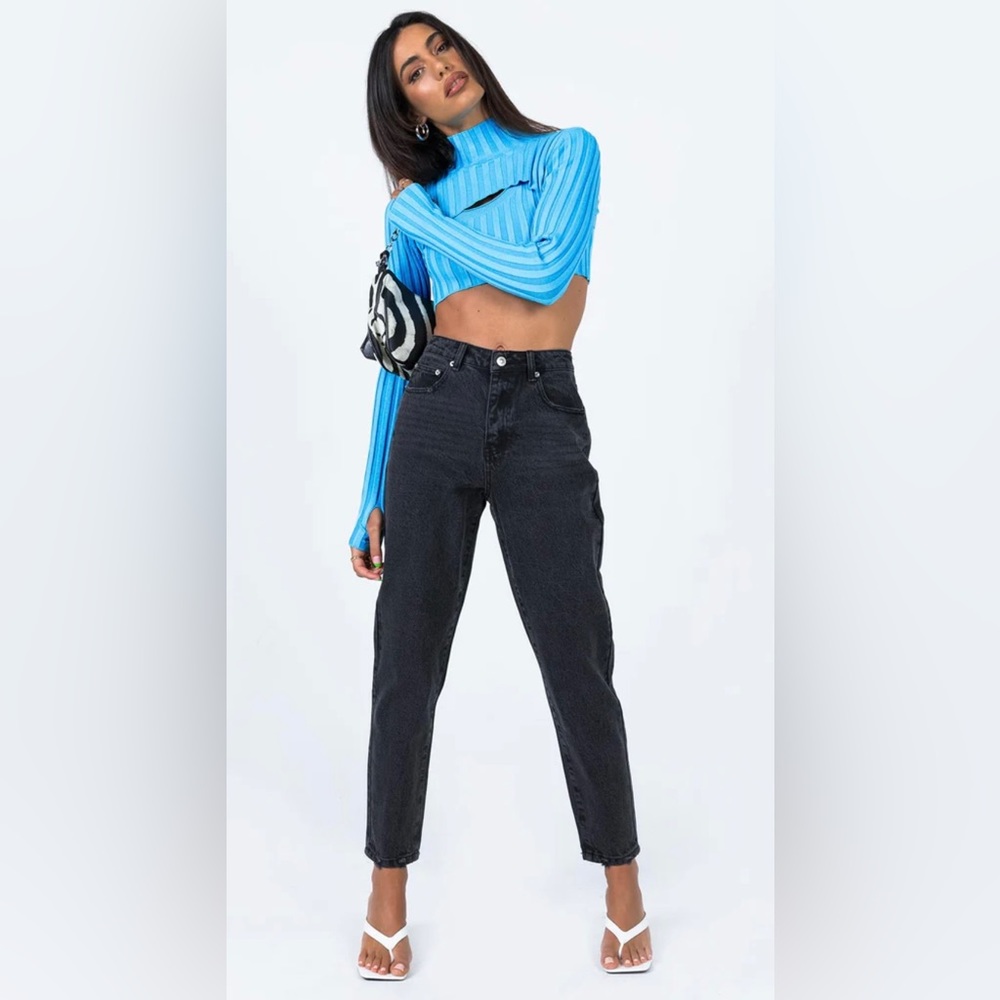 Princess Polly Zaiden straight leg jeans in black denim
